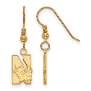 14k Gold Plated Silver Northwestern University Dangle Earrings